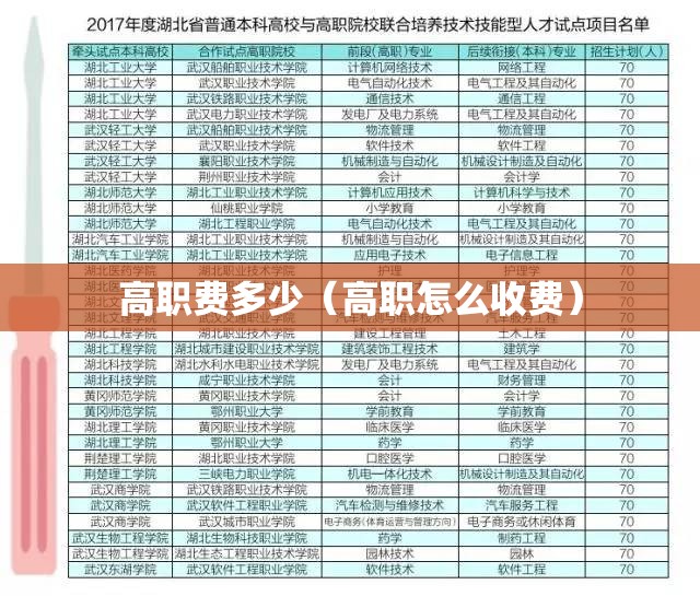 高职费多少（高职怎么收费）