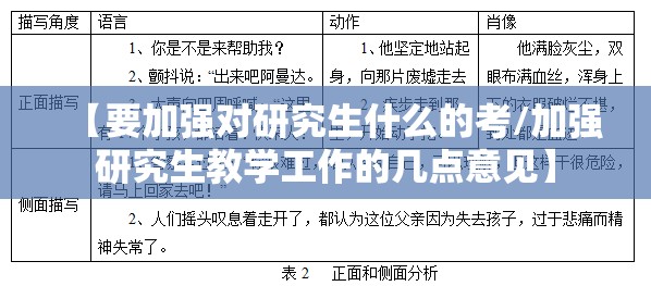 【要加强对研究生什么的考/加强研究生教学工作的几点意见】 【要加强对研究生什么的考/加强研究生教学工作的几点意见】