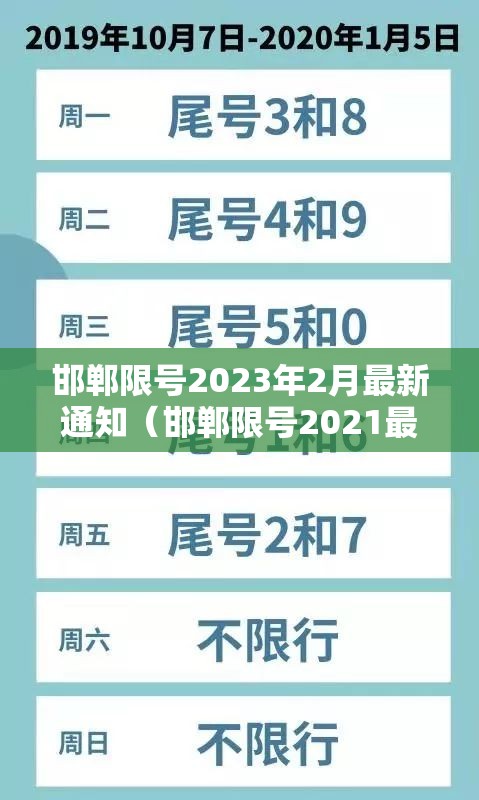邯郸限号2023年2月最新通知（邯郸限号2021最新通知）