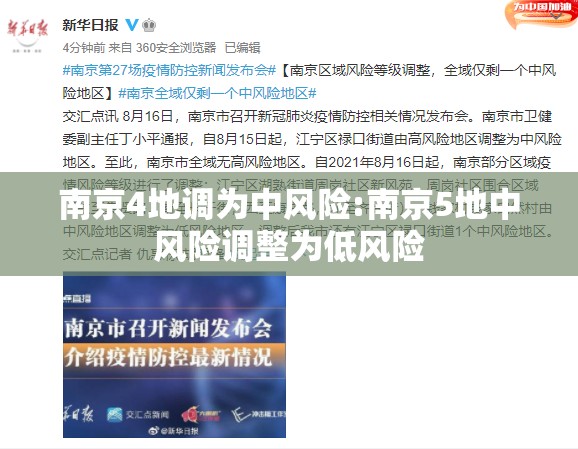 南京4地调为中风险:南京5地中风险调整为低风险 南京4地调为中风险:南京5地中风险调整为低风险