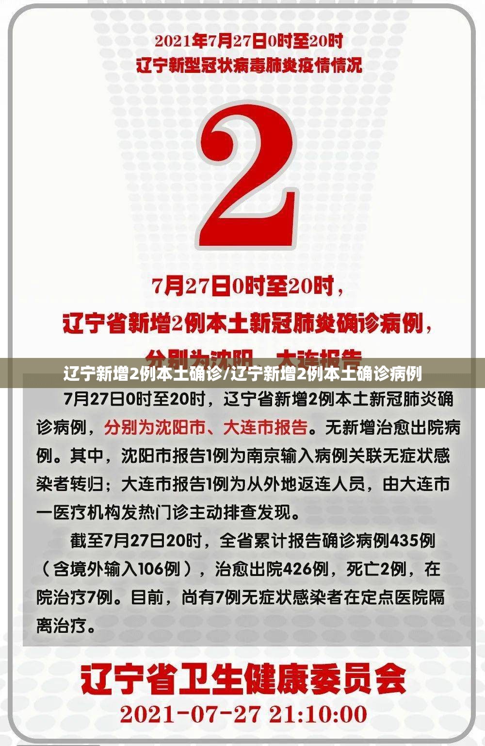 辽宁新增2例本土确诊/辽宁新增2例本土确诊病例 辽宁新增2例本土确诊/辽宁新增2例本土确诊病例