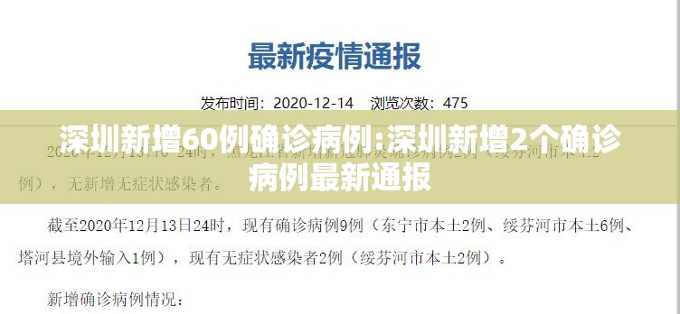 深圳新增60例确诊病例:深圳新增2个确诊病例最新通报