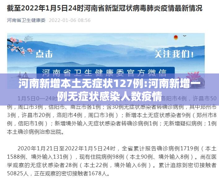 河南新增本土无症状127例:河南新增一例无症状感染人数疫情 河南新增本土无症状127例:河南新增一例无症状感染人数疫情