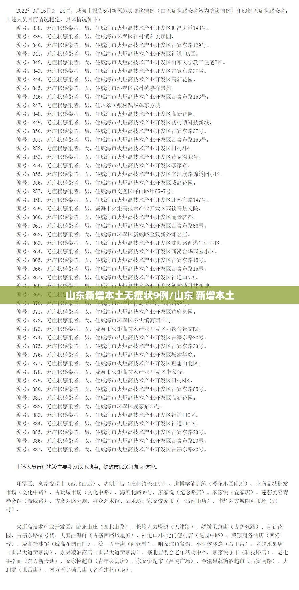 山东新增本土无症状9例/山东 新增本土