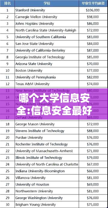 哪个大学信息安全:信息安全最好的大学排名