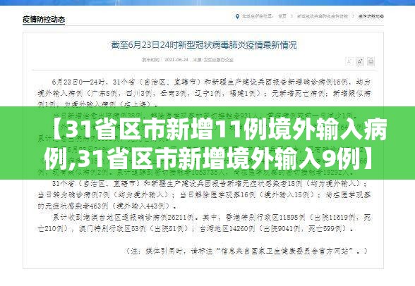 【31省区市新增11例境外输入病例,31省区市新增境外输入9例】 【31省区市新增11例境外输入病例,31省区市新增境外输入9例】