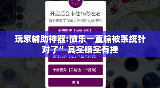 玩家辅助神器:微乐一直输被系统针对了	”其实确实有挂