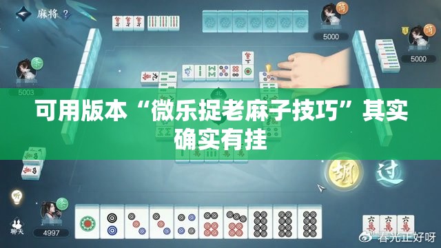 可用版本“微乐捉老麻子技巧”其实确实有挂