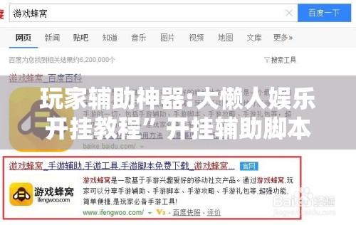 玩家辅助神器:大懒人娱乐开挂教程	”开挂辅助脚本+详细开挂安装教程