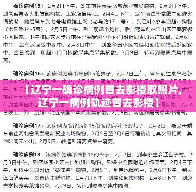 【辽宁一确诊病例曾去影楼取照片,辽宁一病例轨迹曾去影楼】 【辽宁一确诊病例曾去影楼取照片,辽宁一病例轨迹曾去影楼】