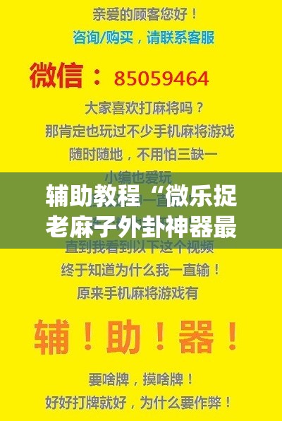 辅助教程“微乐捉老麻子外卦神器最新版更新内”开挂(透视)辅助教程