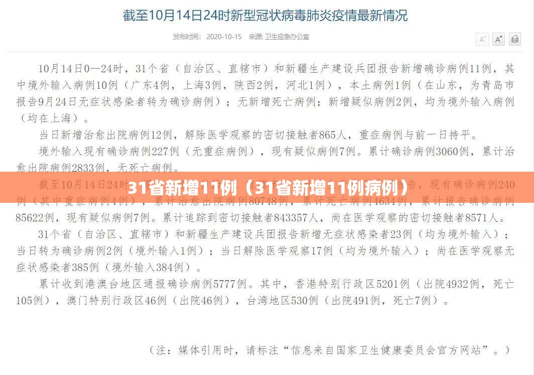 31省新增11例(31省新增11例病例) 31省新增11例(31省新增11例病例)