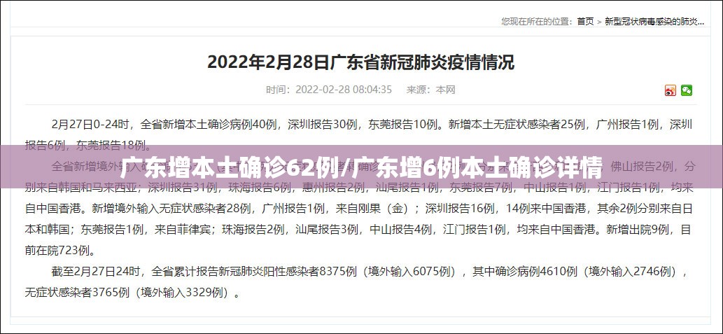 广东增本土确诊62例/广东增6例本土确诊详情