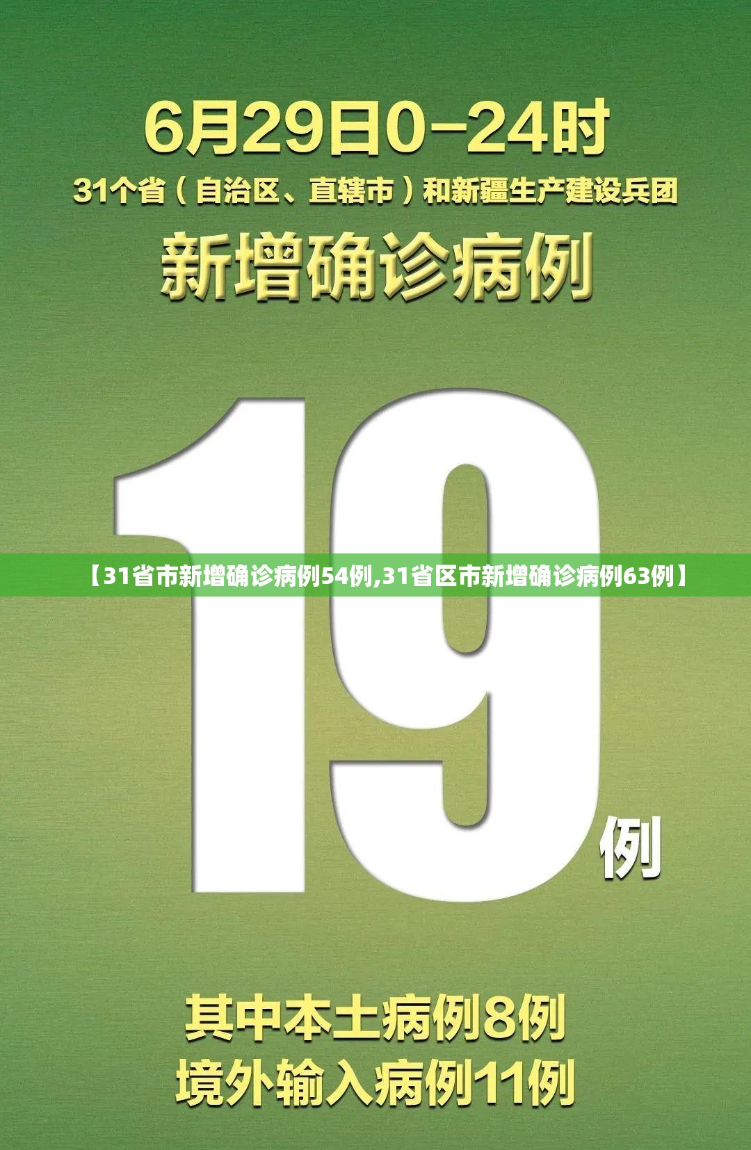 【31省市新增确诊病例54例,31省区市新增确诊病例63例】