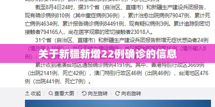 关于新疆新增22例确诊的信息 关于新疆新增22例确诊的信息