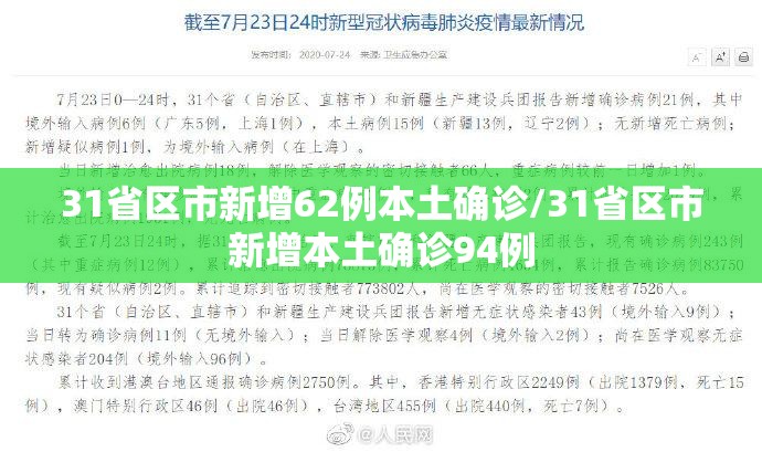 31省区市新增62例本土确诊/31省区市新增本土确诊94例