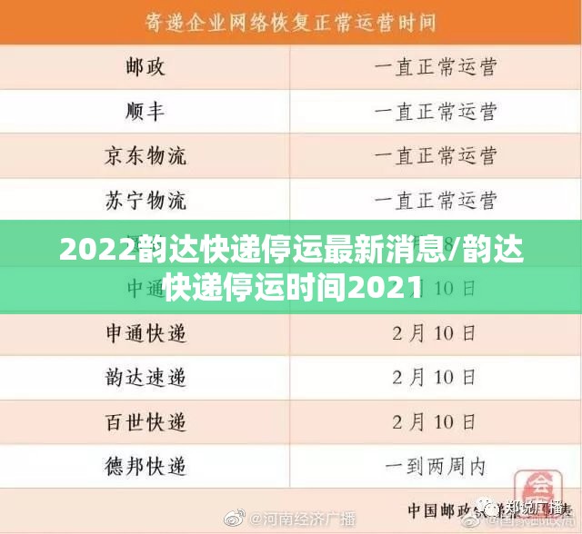 2022韵达快递停运最新消息/韵达快递停运时间2021