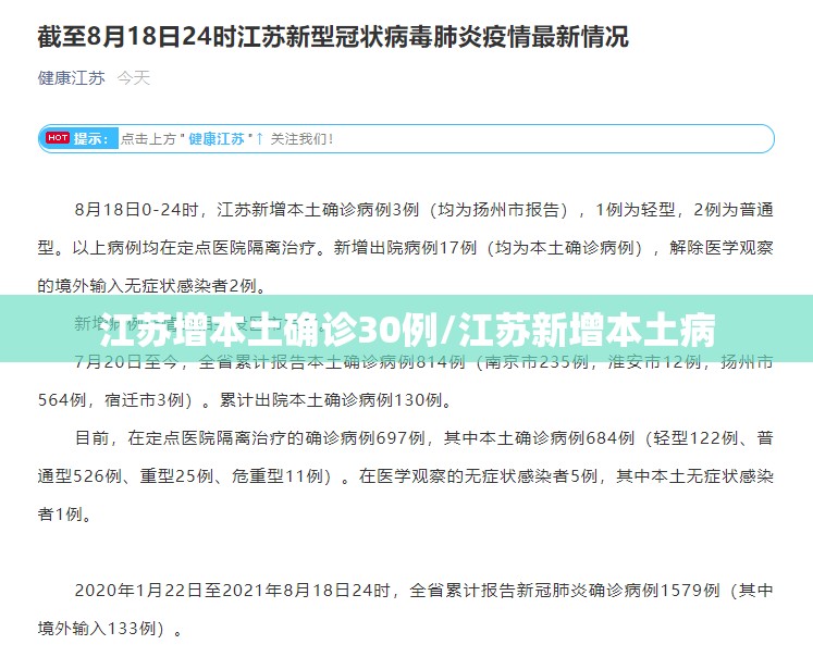 江苏增本土确诊30例/江苏新增本土病