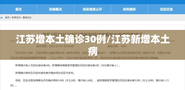 江苏增本土确诊30例/江苏新增本土病