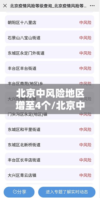 北京中风险地区增至4个/北京中风险地区有哪些 最新 北京中风险地区增至4个/北京中风险地区有哪些 最新