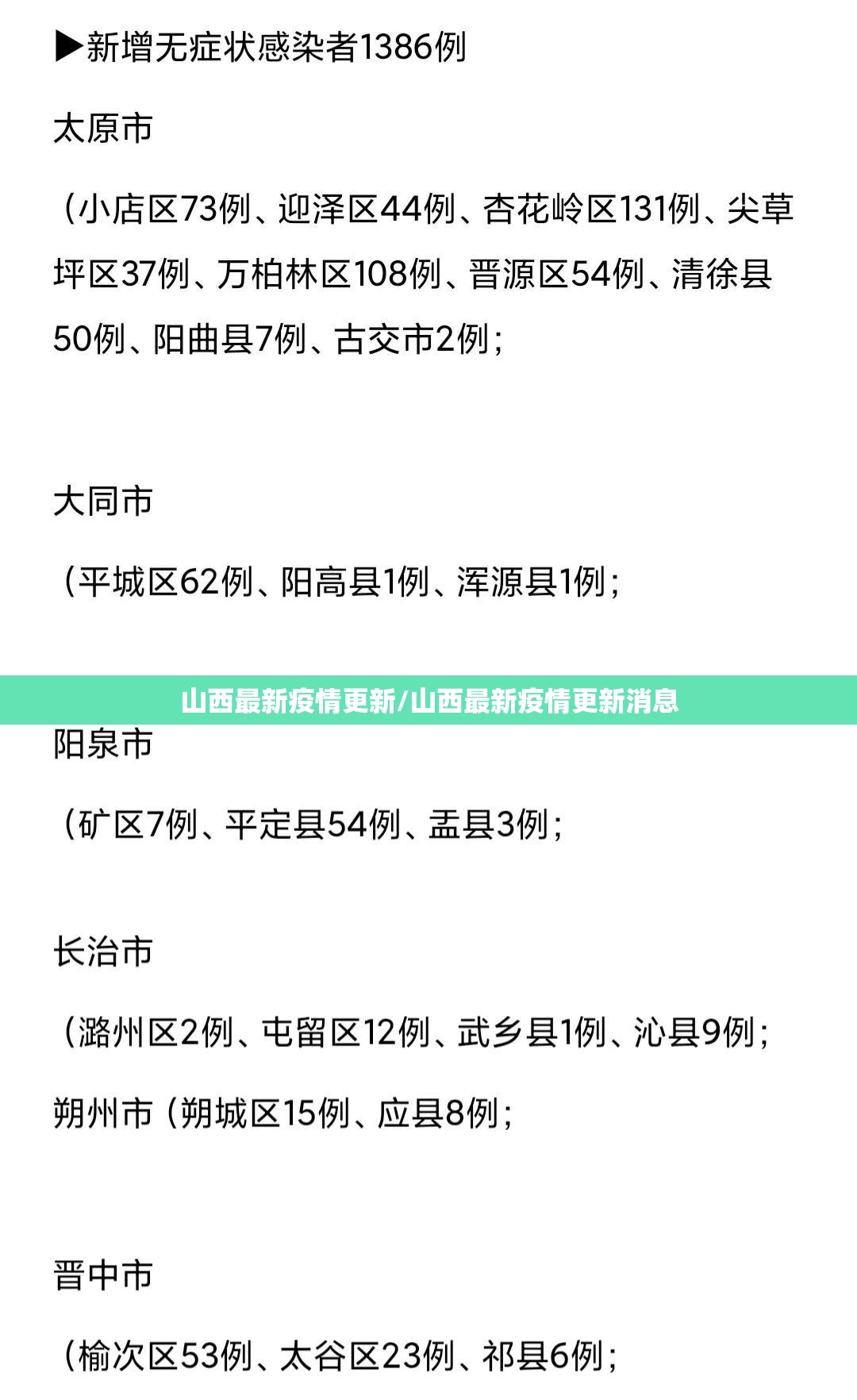 山西最新疫情更新/山西最新疫情更新消息