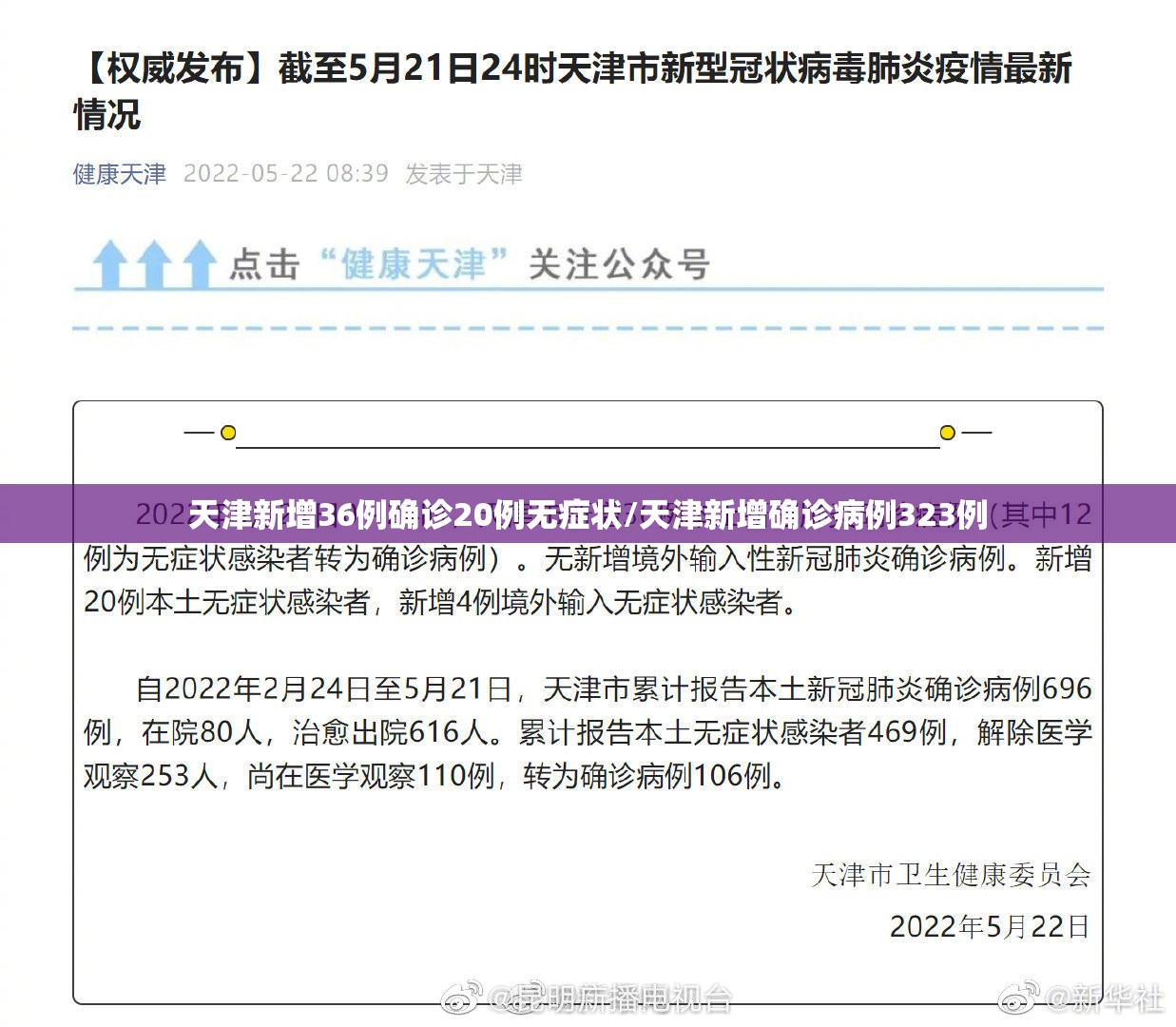 天津新增36例确诊20例无症状/天津新增确诊病例323例
