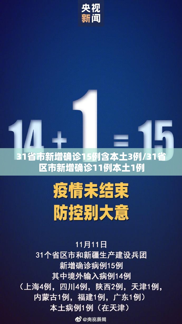 31省市新增确诊15例含本土3例/31省区市新增确诊11例本土1例