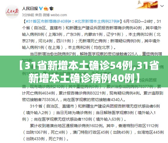 【31省新增本土确诊54例,31省新增本土确诊病例40例】 【31省新增本土确诊54例,31省新增本土确诊病例40例】