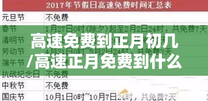 高速免费到正月初几/高速正月免费到什么时候 高速免费到正月初几/高速正月免费到什么时候