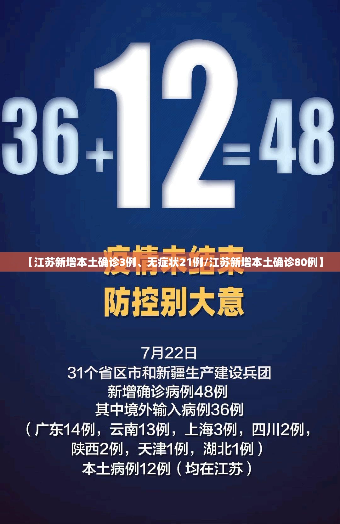 【江苏新增本土确诊3例	、无症状21例/江苏新增本土确诊80例】