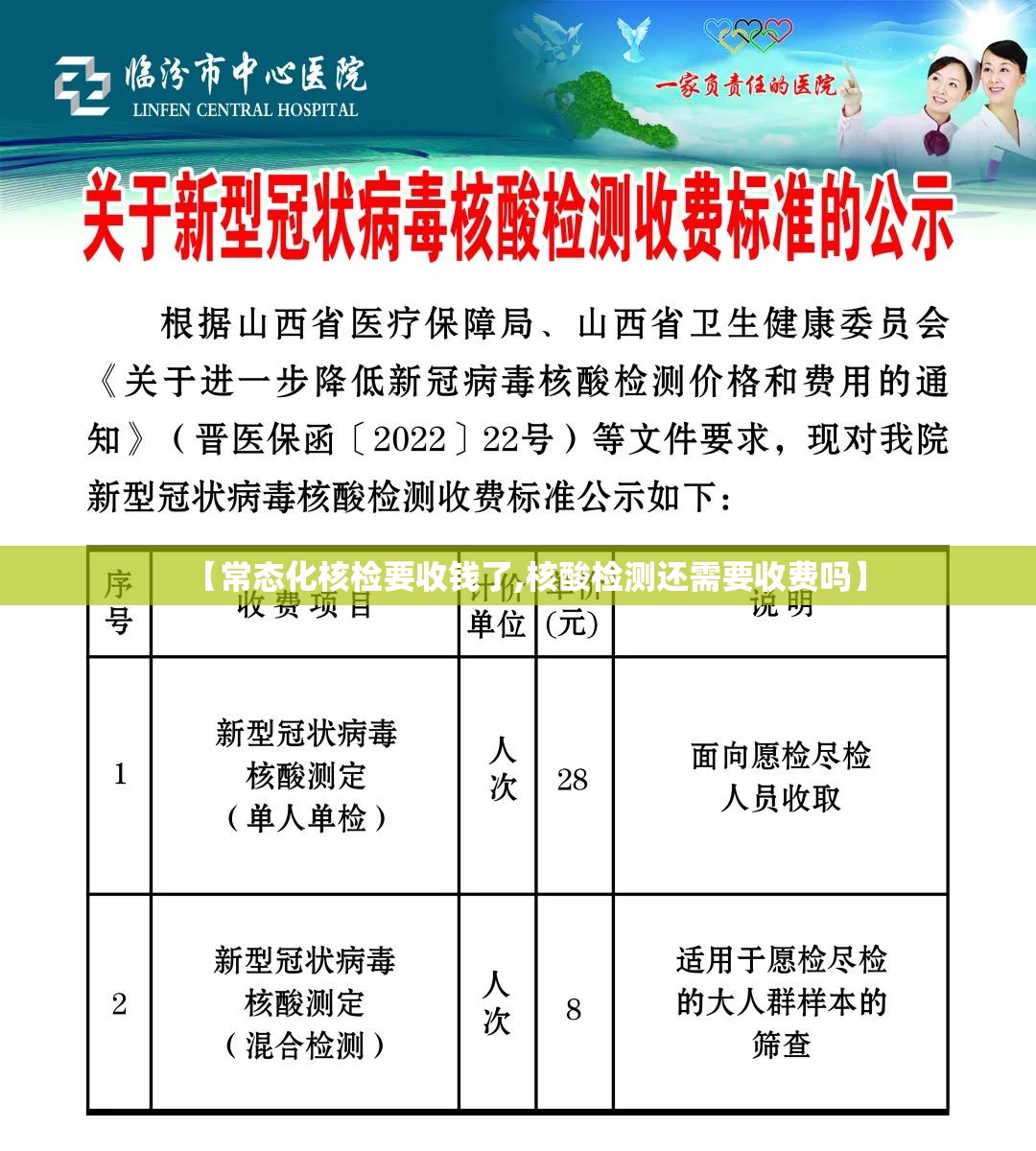 【常态化核检要收钱了,核酸检测还需要收费吗】