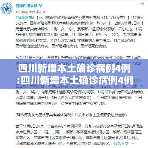 四川新增本土确诊病例4例:四川新增本土确诊病例4例是哪里的 四川新增本土确诊病例4例:四川新增本土确诊病例4例是哪里的