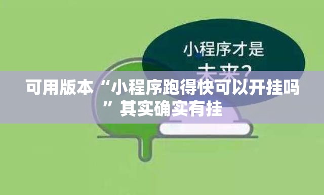 可用版本“小程序跑得快可以开挂吗	”其实确实有挂