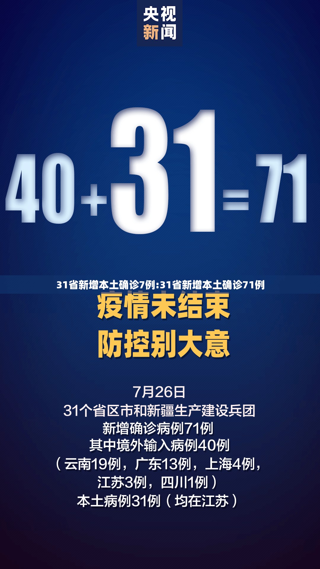 31省新增本土确诊7例:31省新增本土确诊71例 31省新增本土确诊7例:31省新增本土确诊71例