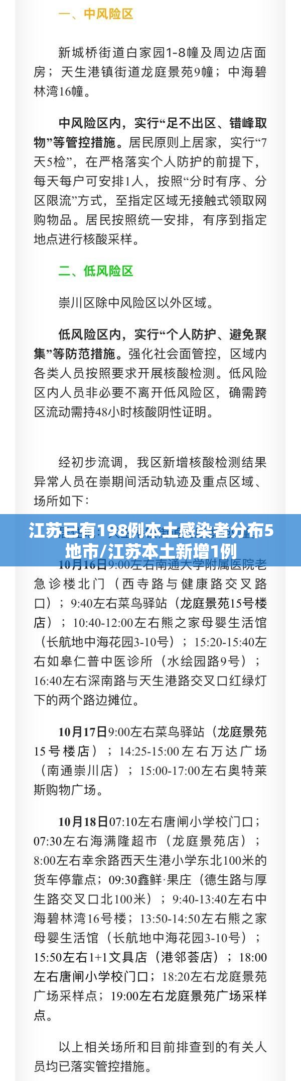 江苏已有198例本土感染者分布5地市/江苏本土新增1例 江苏已有198例本土感染者分布5地市/江苏本土新增1例