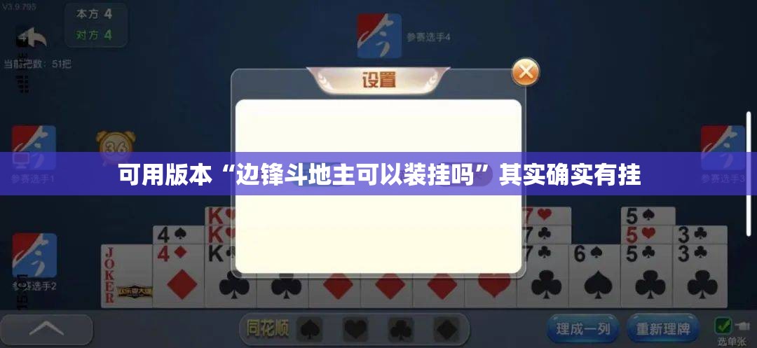 可用版本“边锋斗地主可以装挂吗”其实确实有挂