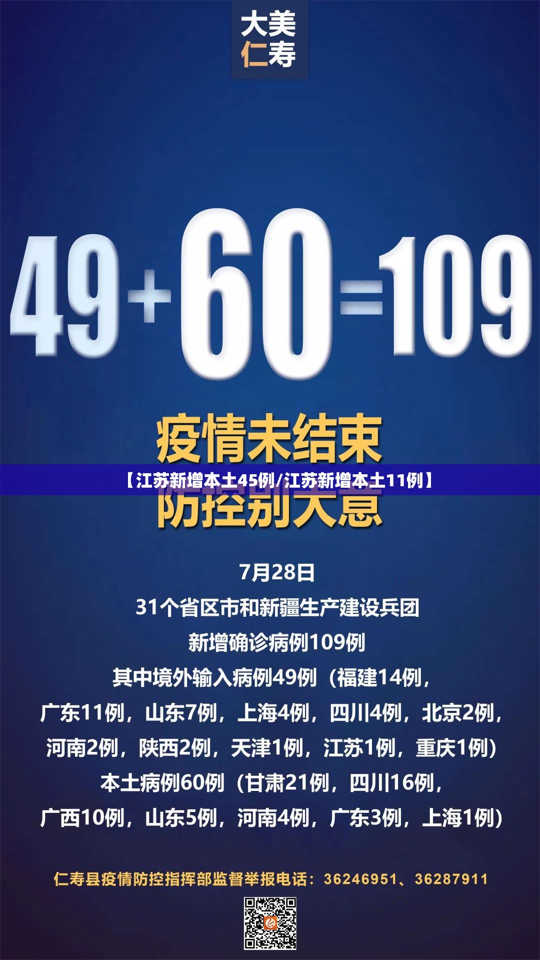 【江苏新增本土45例/江苏新增本土11例】 【江苏新增本土45例/江苏新增本土11例】