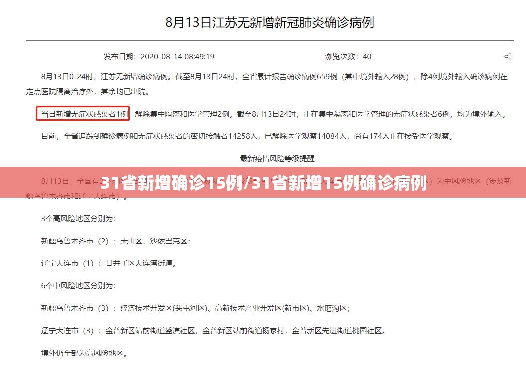 31省新增确诊15例/31省新增15例确诊病例 31省新增确诊15例/31省新增15例确诊病例