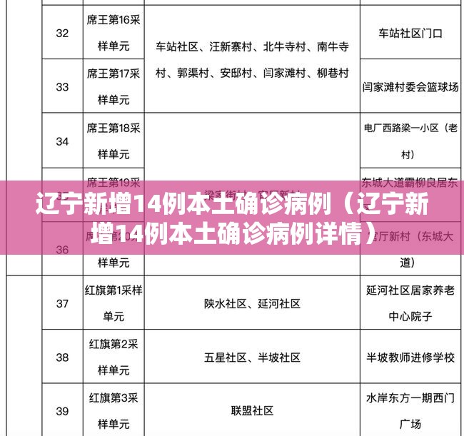 辽宁新增14例本土确诊病例（辽宁新增14例本土确诊病例详情）