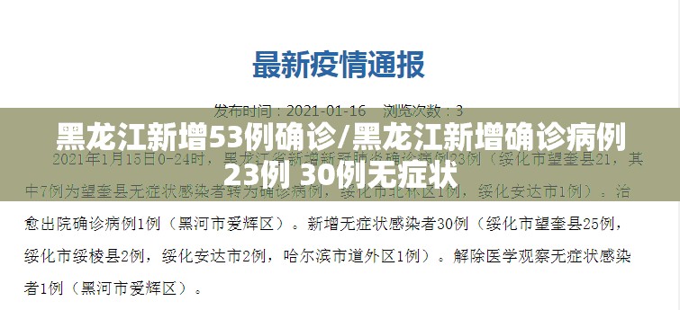黑龙江新增53例确诊/黑龙江新增确诊病例23例 30例无症状