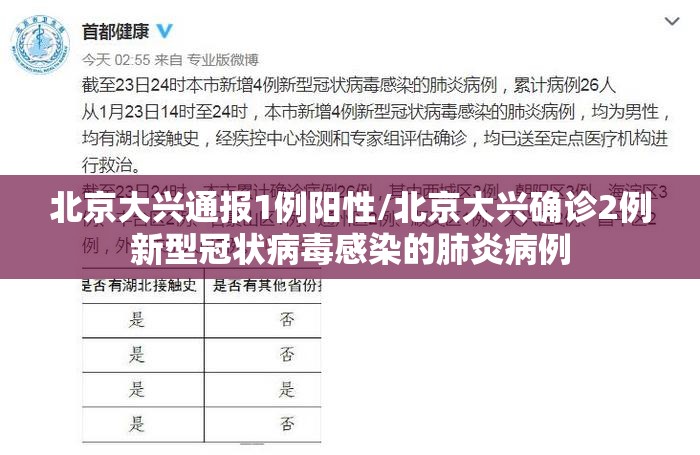 北京大兴通报1例阳性/北京大兴确诊2例新型冠状病毒感染的肺炎病例