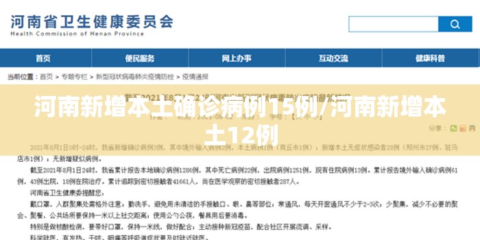 河南新增本土确诊病例15例/河南新增本土12例 河南新增本土确诊病例15例/河南新增本土12例