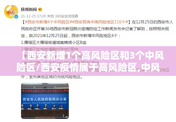 【西安新增1个高风险区和3个中风险区/西安疫情属于高风险区,中风险区,还是低风险区】
