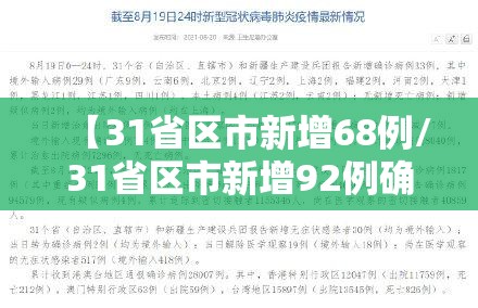 【31省区市新增68例/31省区市新增92例确诊】 【31省区市新增68例/31省区市新增92例确诊】