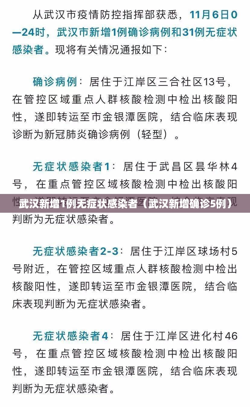 武汉新增1例无症状感染者(武汉新增确诊5例) 武汉新增1例无症状感染者(武汉新增确诊5例)