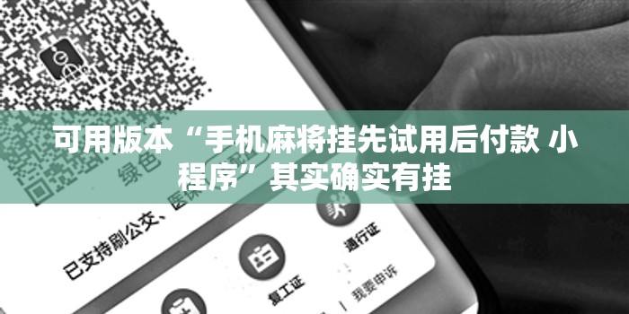 可用版本“手机麻将挂先试用后付款 小程序”其实确实有挂