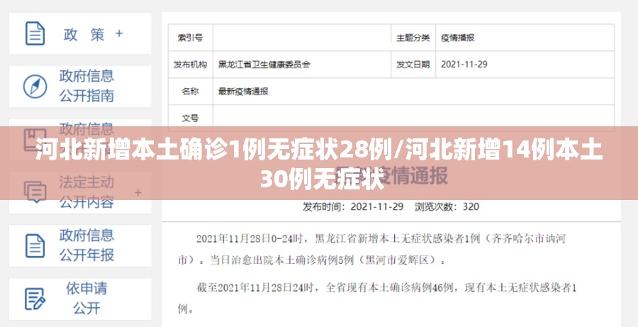 河北新增本土确诊1例无症状28例/河北新增14例本土 30例无症状
