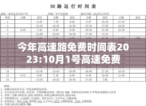 今年高速路免费时间表2023:10月1号高速免费 今年高速路免费时间表2023:10月1号高速免费