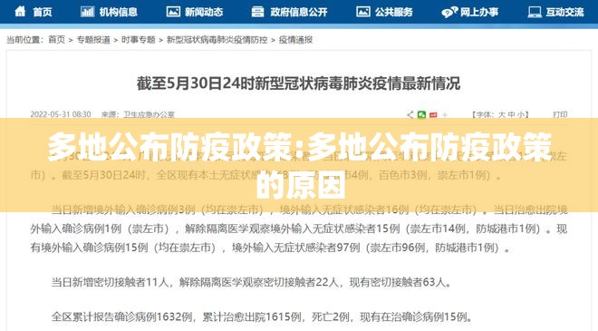 多地公布防疫政策:多地公布防疫政策的原因