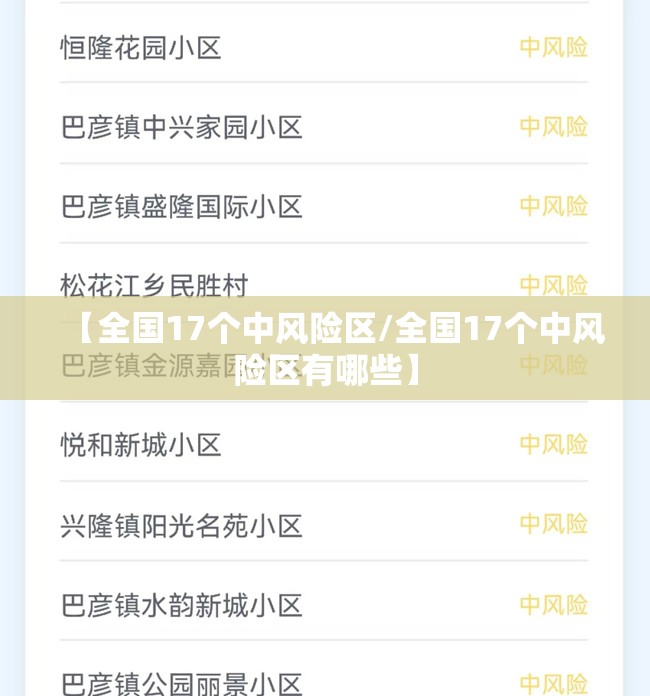 【全国17个中风险区/全国17个中风险区有哪些】